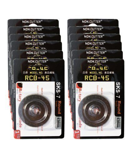 Pack of 12 rotary cutter blades in a well-organised box