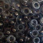 Different angles of vintage gold press stud buttons