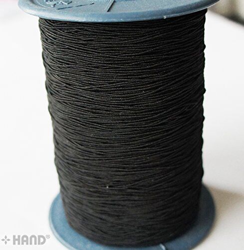 Black shirring elastic used in a sewing project for gathering