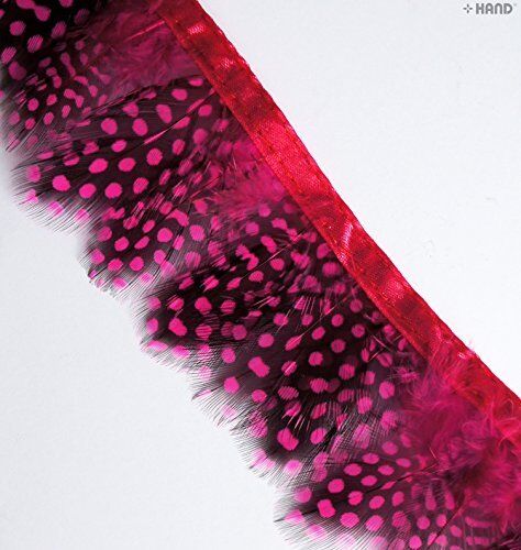 GF Guinea Fowl Feather Fringe 2.5 inches/ w- appx 2 metres (GF06 Hot Pink)