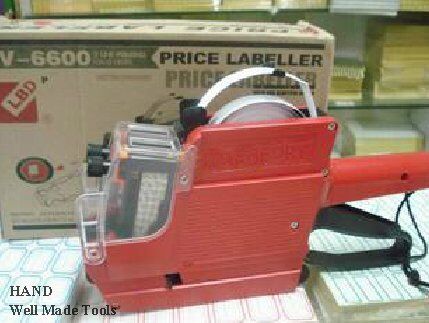 Image displaying the labelling gun alongside sample labels.