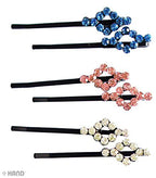 CHP Beautiful Shiny Diamante Crystal Assorted Designs and Colours Hair Pins for All Ages - Pack of 3 Pairs (CHP02)