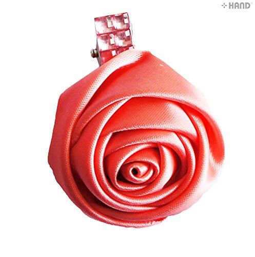 Assorted colours of fabric rose hair clips displayed together