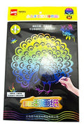 Five sheets of multicoloured scratch art paper