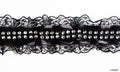 T22 black decorative lace ribbon trim with diamante gems