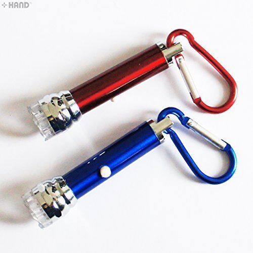 Two bright mini LED flashlights with carabiner keychains