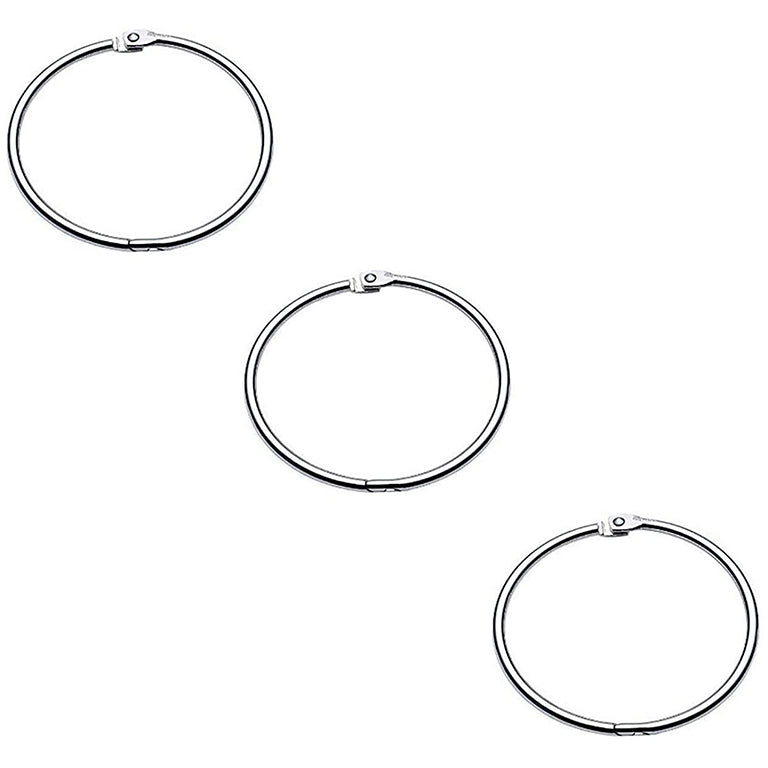 Three 3-inch nickel-plated binding O-ring hinged book binder rings