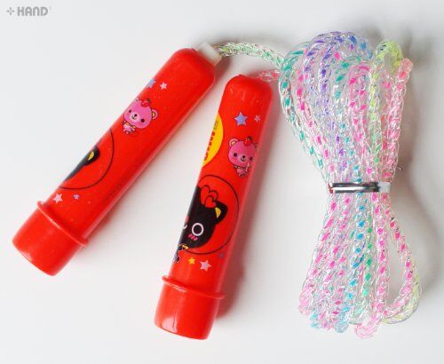 Skipping ropes displayed in a vibrant assortment of colours