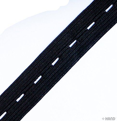 Elastic being used to finish the edge of a fabric.