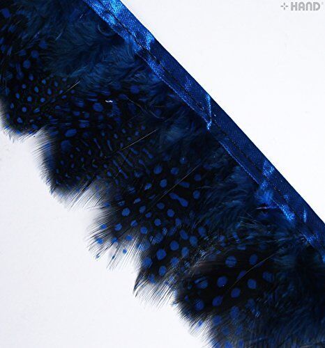 GF Guinea Fowl Feather Fringe 2.5 inches/ w- appx 2 metres (GF02 Blue)