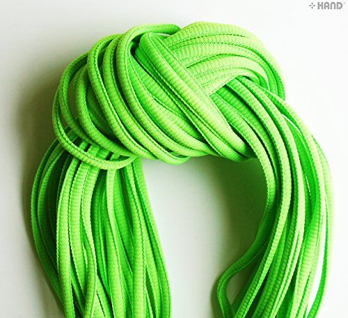 Display of 10 pairs of oval trainer shoe laces on a white background