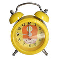 Bright yellow twin bell alarm clock with large numbers