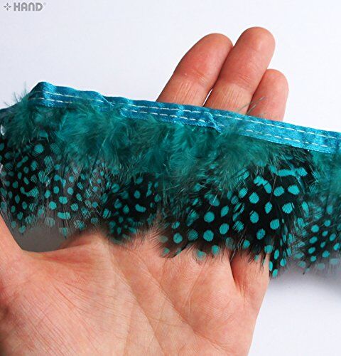 GF Guinea Fowl Feather Fringe 2.5 inches/ w- appx 2 metres (GF05 Sea Green)