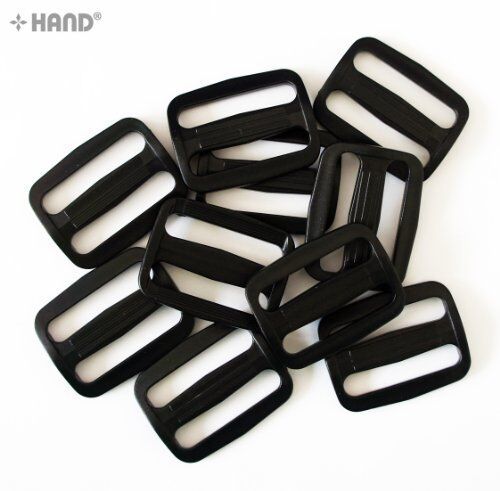 Pack of 20 black webbing slide buckles displayed together.