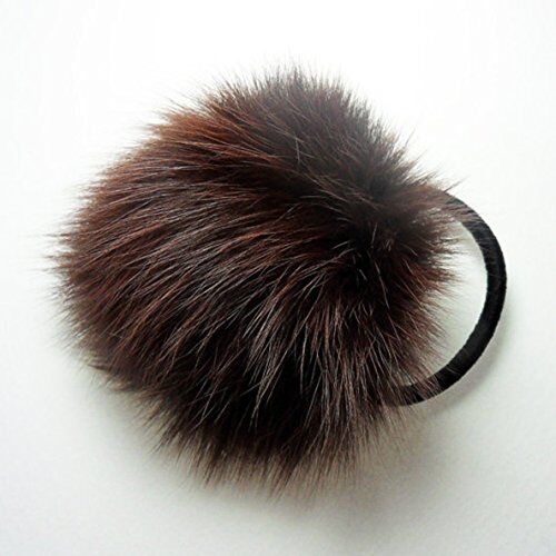 A Pair of Lovely Pom Pom Hair Bands, Decorative Pom Poms w/Band - 2 (Brown)
