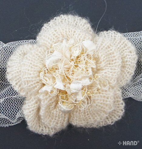 Full length view of the black and beige flower trim