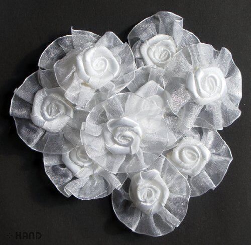 Pack of 10 assorted flower design trims in various colours