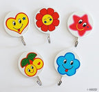Close-up of a self-adhesive hook featuring a cartoon design.