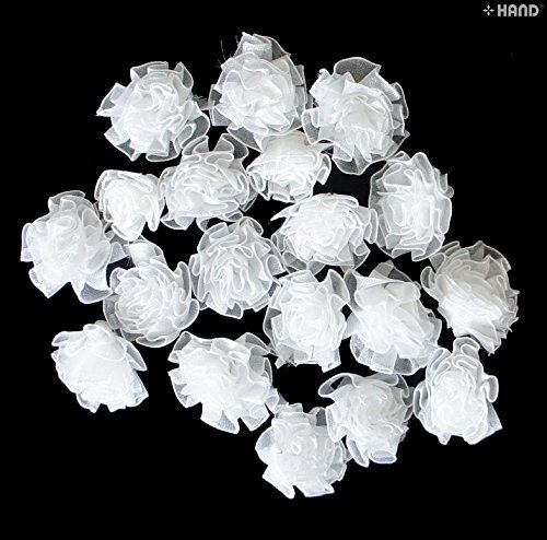 F15 Assorted Colours Decorative DIY Craft Flower Trims, 20 a Pack (F15-1 White)