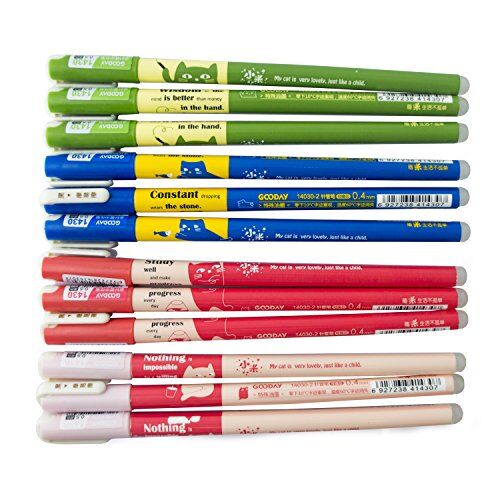 Pack of 12 erasable gel ink pens in black