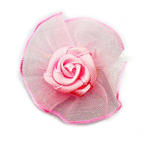 Pack of 20 pink ribbon and organza flower trims displayed