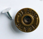 Pack of approximately 50 vintage gold jeans buttons in a neat arrangement