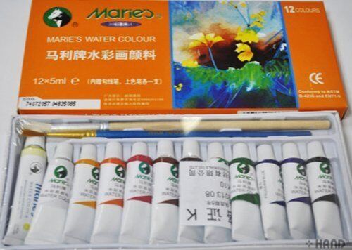 Maries assorted watercolour paints set of 12 in vibrant colours.
