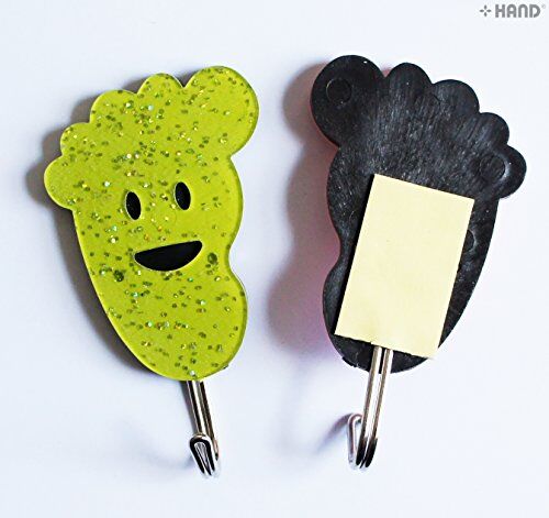 Display of multiple self adhesive hooks in various shapes.