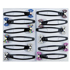 Stylish Crystal Bow Tie Hair Clips Barrettes - Pack of 3 Pairs