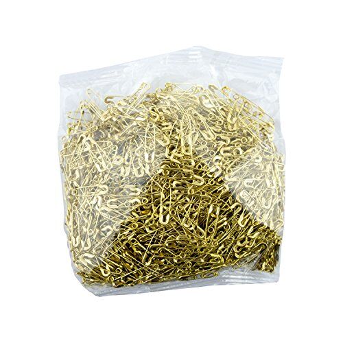Box of 2000 premium gold safety pins, size 0, 19 mm long.