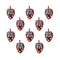 Red strawberry shape felt trim with blue crystals and clear diamante.