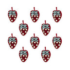 Red strawberry shape felt trim with blue crystals and clear diamante.