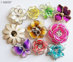 Close-up of decorative plastic flower trims for crafting.