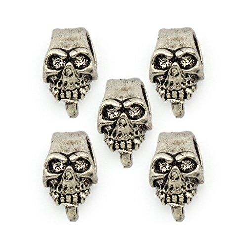 Pack of 5 silver skull embellishments for crafts