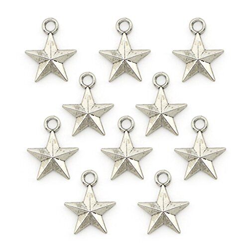 Silver colour metal star pendants for jewellery making.