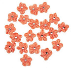 Peach pink flower sew on trim with crystal bead centre.
