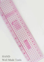 Close-up of the clear markings on the grader's ruler
