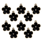 Five petals black and gold flower trim on a white background.