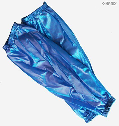Person wearing taffeta sleeve arm protectors while painting.