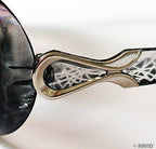 Close-up of the UV400 protection label on the sunglasses.
