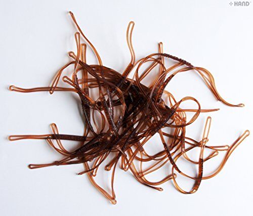 Close-up of a 14 cm brown stretchy hangtag string.