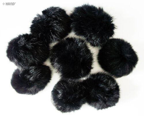 Black rabbit bobble ball trims used in a craft project