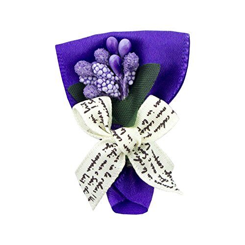 H0998 Purple Pretty Ribbon Decorative Bow and Berry Bouquet Fabric Embellishment Trims - Pack of 5