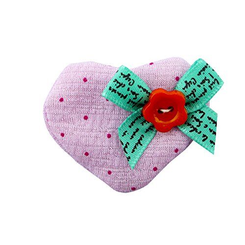 H1007 Soft Padded Lilac Pink Pretty Polka Dot Decorative Heart Bow and Flower Fabric Embellishment Trims - Pack of 5