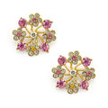 Close-up of pink and white flower diamante crystals on trim