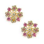Close-up of pink and white flower diamante crystals on trim