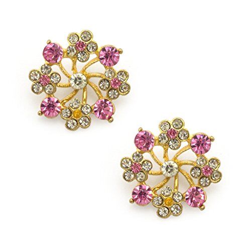 Close-up of pink and white flower diamante crystals on trim