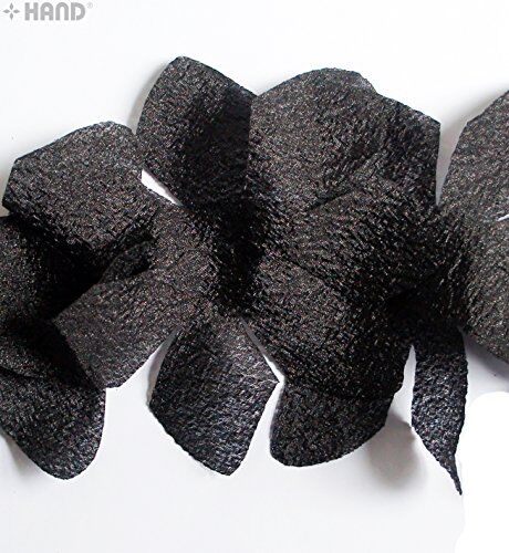 Roll of black decorative leaves nylon trim showing its length