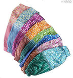 Close-up of a printed sleeve arm protector showcasing its design.