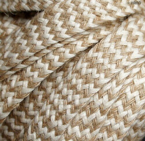 Cream and brown plait belt rope cord trim displayed on a white background.